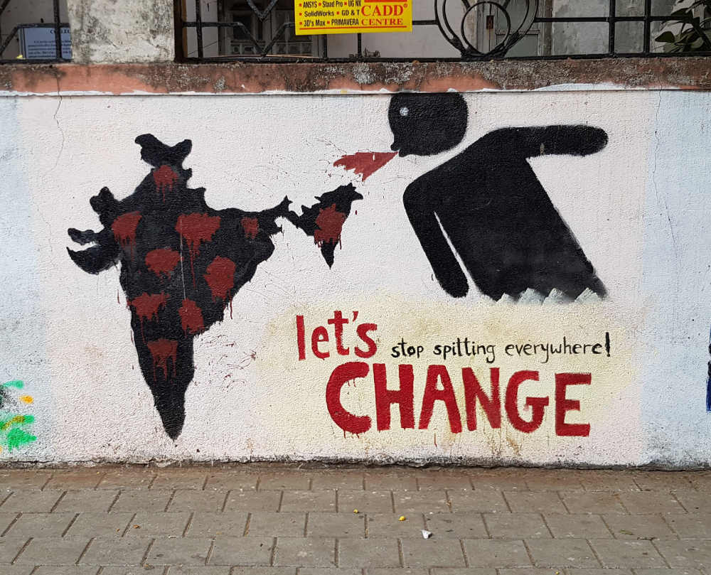 Stop spitting propaganda grafitti in Mumbai